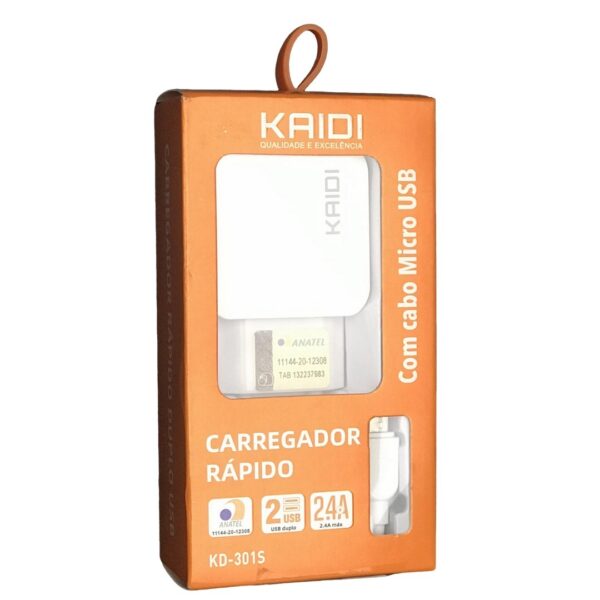 Cabo USB Micro UBS V8 - Kaidi Carga Rapida Com Carregador 2.4A