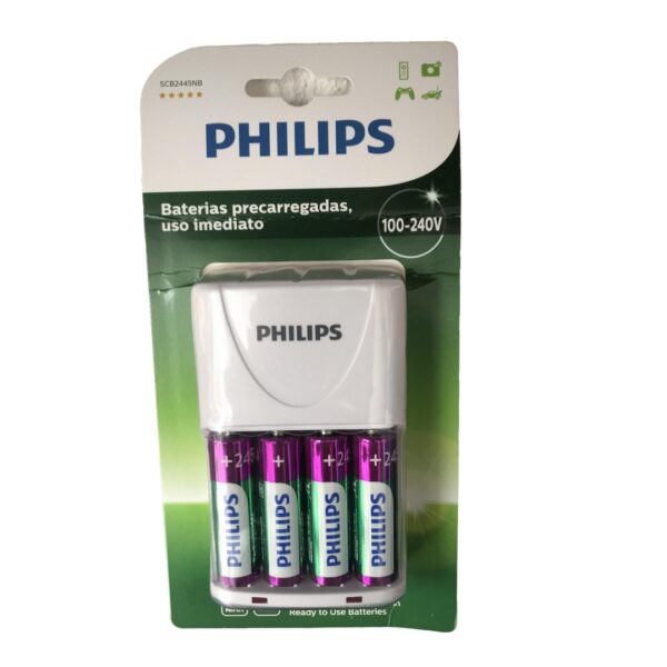 Carregador Philips 4 Pilha Recarregável Aa 2450mah