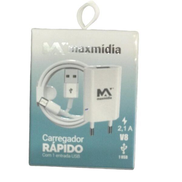 Carregador Rapido Celular Maxmidia 2.1A V8