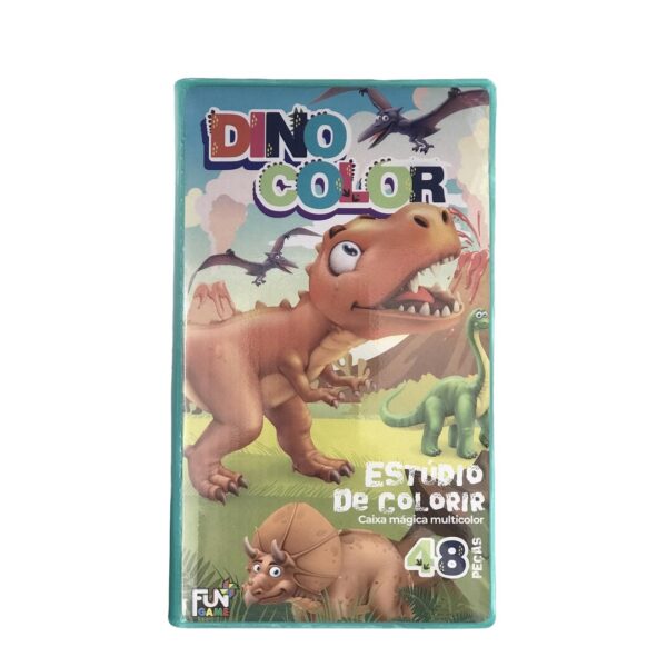 Maleta Escolar Estúdio Dinossauros Pintura Infantil 48 Peças + Desenhos