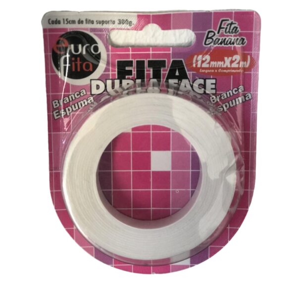 Fita Dupla Face Fixação Extra Forte 12mm X 2m - Cor Branca