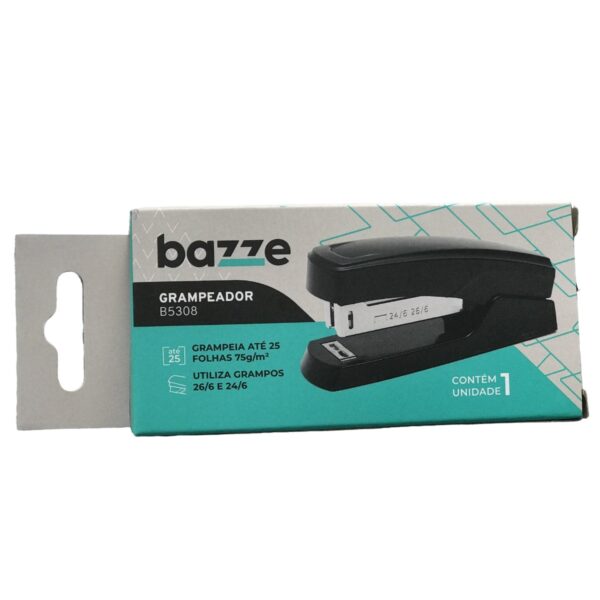 Grampeador Plástico Preto B5308 - 26/6 - Até 25 Folhas-bazze