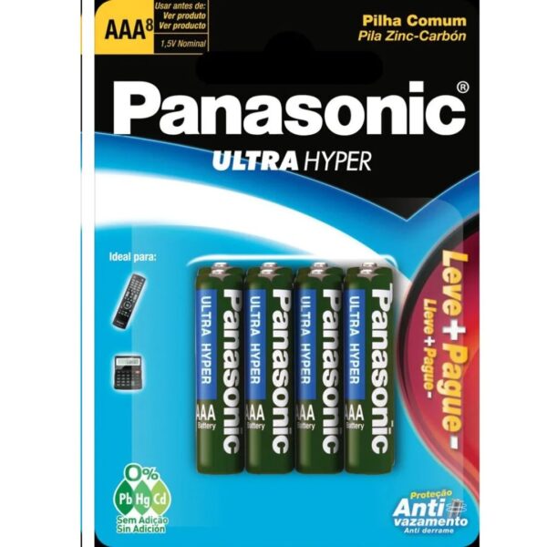 Pilha AAA Alcalina Palito 8UN Panasonic