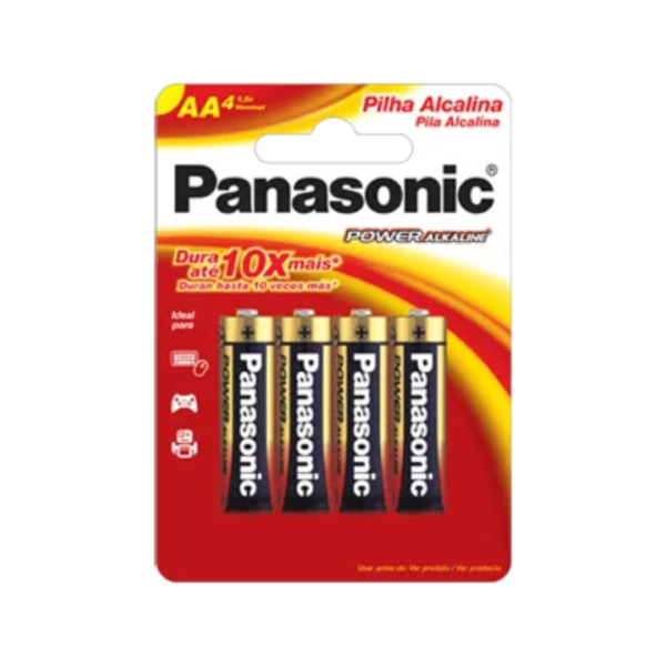 pilha panasonic power alkaline aa4 com 4 unidades