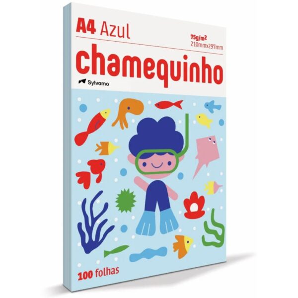 Papel sulfite Azul A4 75g 210mmx297mm Chamequinho PT 100 FL